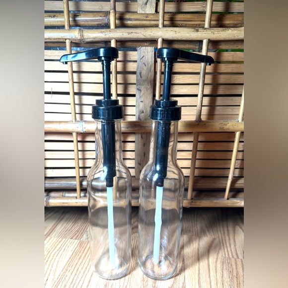 target Other - Set of 2 Target Coffee Bar Syrup Pumps Dispensers New Glass Bottles Black NEW